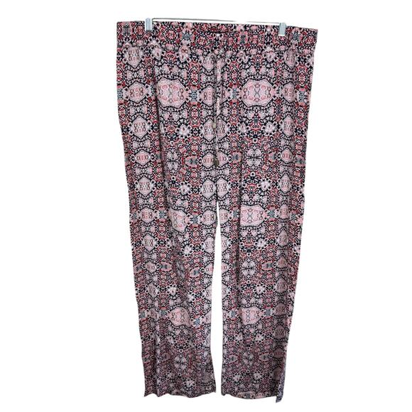 Hester & Orchard Pants - Hester & Orchard Colorful Patterned Lightweight Rayon Drawstring Casual‎ Pants L
